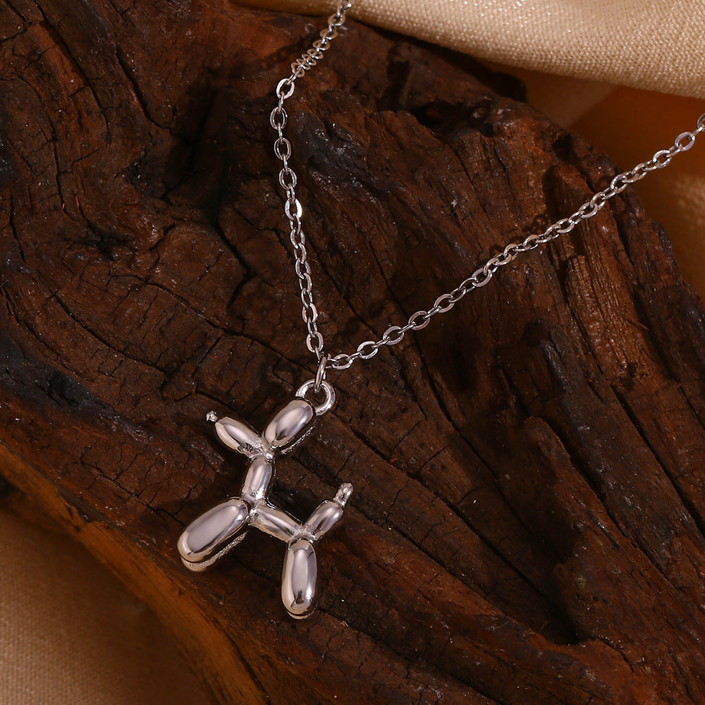 Balloon Dog Necklace For Women Cute Cartoon 3D Animal Necklace Stainless Steel Jewelry Gifts Cartoon Party Gifts Friendship Jewelry