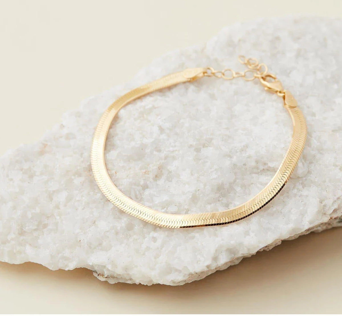 Herringbone Bracelet For Women 18K Gold Plated Chain Delicate Adjustable Gold Chain Bracelet Minimalist Jewelry Gifts