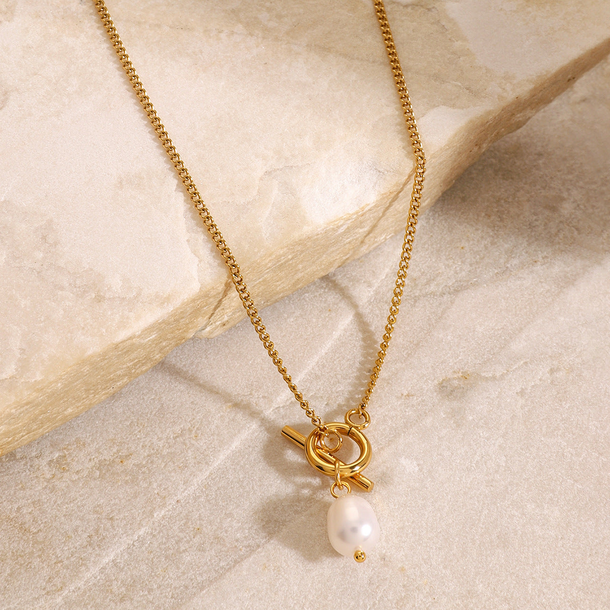 Figaro Chain Necklace For Women Dainty Pearl Pendant Necklace 18K Gold Plated Stainless Steel Jewelry Minimalist Everyday Jewelry Gifts