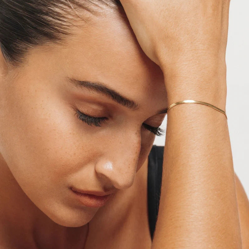 Herringbone Bracelet For Women 18K Gold Plated Chain Delicate Adjustable Gold Chain Bracelet Minimalist Jewelry Gifts