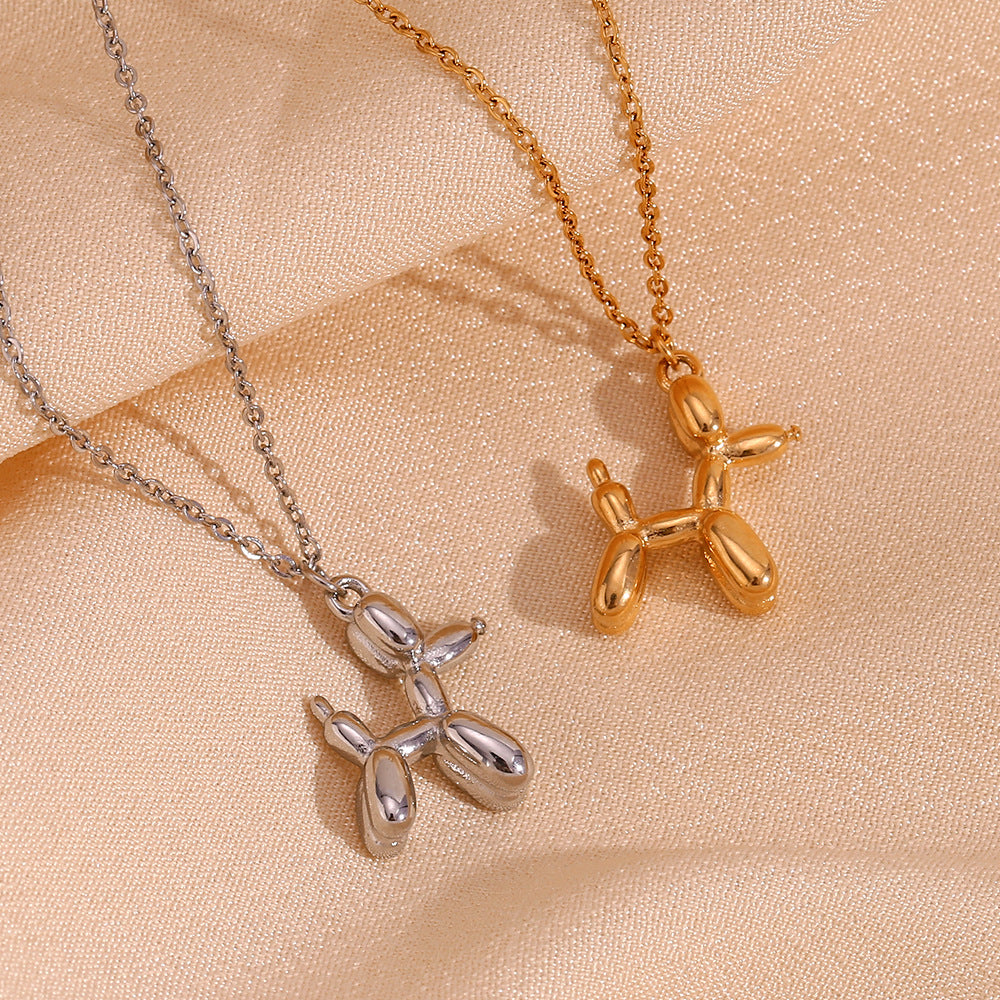 Balloon Dog Necklace For Women Cute Cartoon 3D Animal Necklace Stainless Steel Jewelry Gifts Cartoon Party Gifts Friendship Jewelry