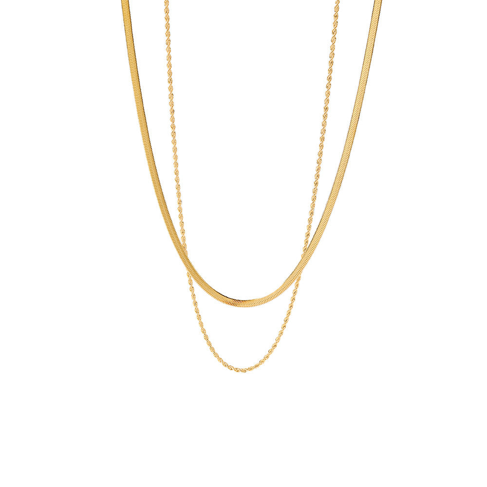 Minimal Gold Layered Necklace Stainless Steel Snake Chain Choker Rope Twisted Link Chain Necklace Layered Jewelry Gift For Women