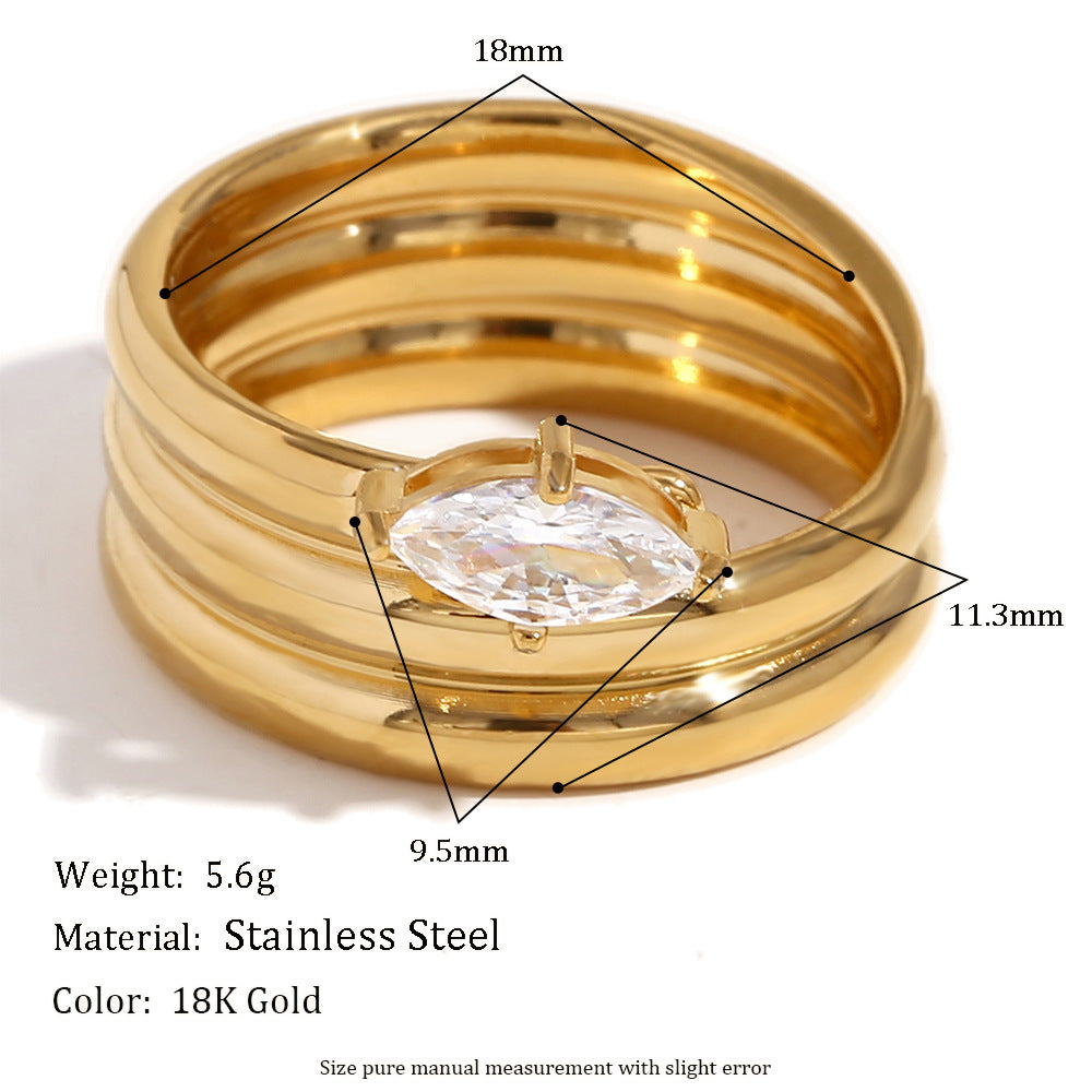 Marquise Rings For Women Stainless Steel Rings Gold Double Band Unique Christmas Gifts Anniversary Gifts For Her