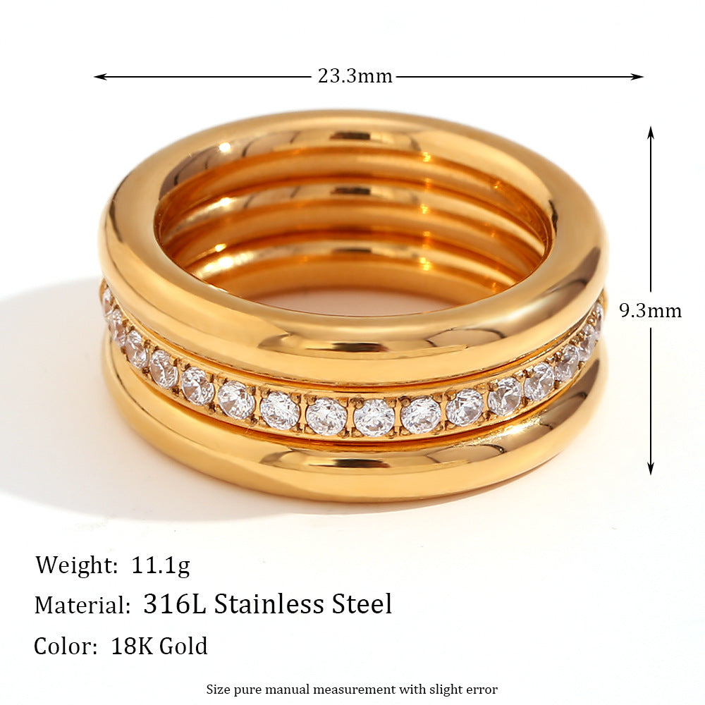 Stackable Gold Rings For Women Waterproof Dainty Cubic Zirconia Ring Set Anniversary Jewelry Gifts