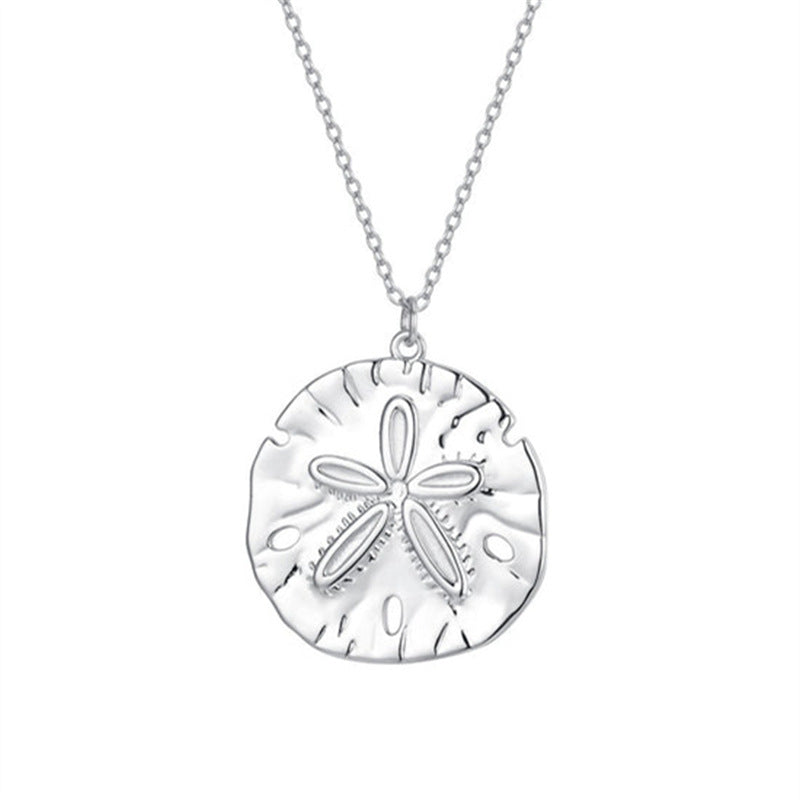 Sand Dollar Necklace For Women Dainty 18K Gold Plated Stainless Steel Necklace Seaside Style Jewelry