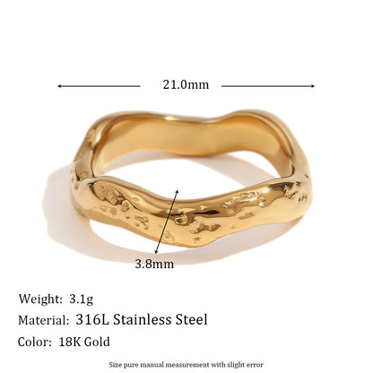 18K Gold Plated Sculptural Ring For Women Chunky Gold Ring Irregular Wavy Jewelry Gifts Birthday Gifts