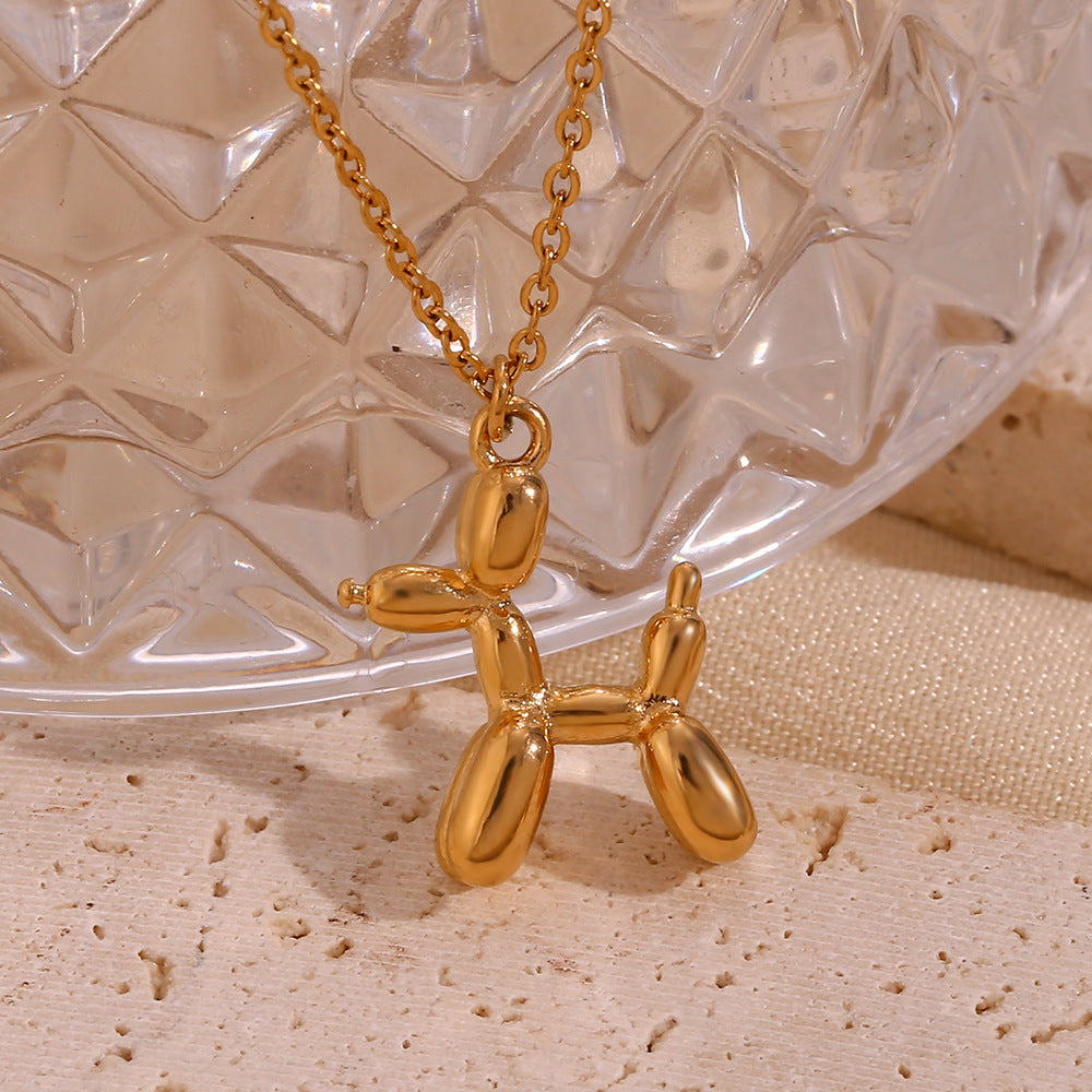 Balloon Dog Necklace For Women Cute Cartoon 3D Animal Necklace Stainless Steel Jewelry Gifts Cartoon Party Gifts Friendship Jewelry