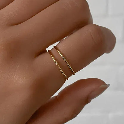 Gold Engagement Band Stainless Steel Stackable Rings For Women Round Shape White Cubic Zirconia Rings Wedding Gifts Minimalist Jewelry